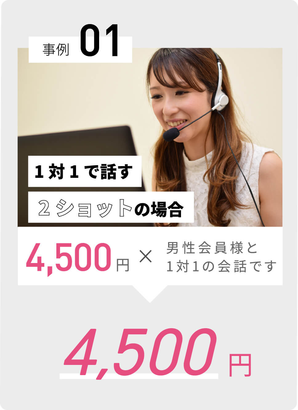 4500円×男性会員様と1対1の会話です